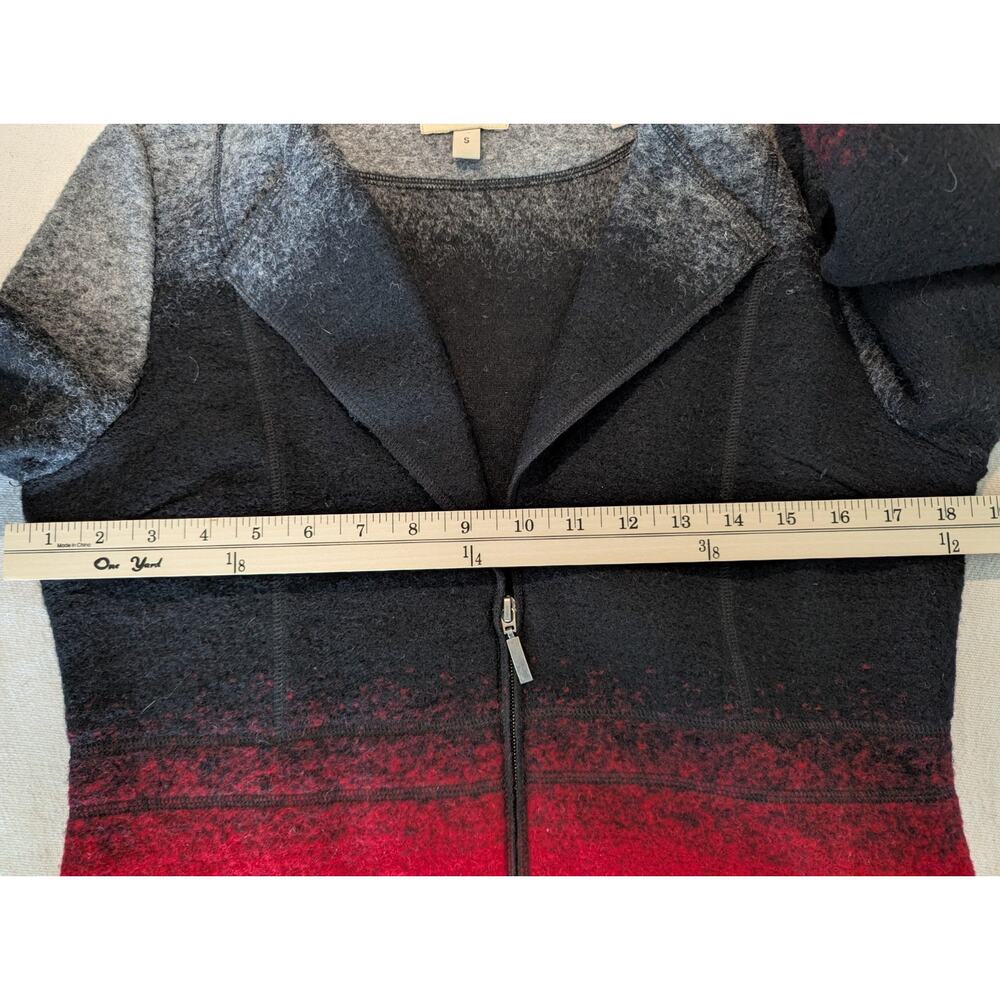 Venario Zip Front Jacket Black Red Ombré Modern Minimalist Small - Picture 7 of 8
